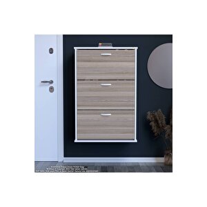 Varbi Asma Antre Hol 72 X 107 X 25, 5 Cm’ Lik 3 Düşer Kapak 6 Göz Raf Bölmeli Ayakkabılık
