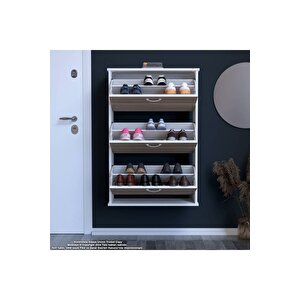 Varbi Asma Antre Hol 72 X 107 X 25, 5 Cm’ Lik 3 Düşer Kapak 6 Göz Raf Bölmeli Ayakkabılık
