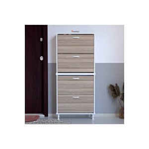 Umay' 2 Li Kapı Önü 72 X 160 X25, 5 Cm’ Lik 4 Düşer Kapak 8 Göz Bölmeli Ayakkabılık