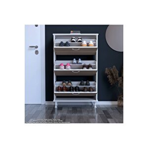 Varbi Antre Hol 72 X 119 X 25,5 Cm Lik 3 Düşer Kapak 6 Göz Raf Bölmeli Ayakkabılık