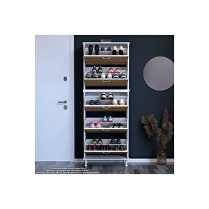 Varbi Umay' 2 Li Antre Hol 72 X193x 25, 5 Cm’ Lik 5 Düşer Kapak 10 Raflı Ayakkabılık