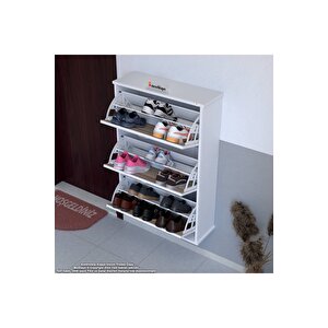Varbi Asma Kapı Önü 72 X 107 X 25, 5 Cm’ Lik 3 Düşer Kapak 6 Göz Raf Bölmeli Ayakkabılık