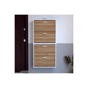 Umay' 2 Li Asma Antre Hol 72 X 148 X 25, 5 Cm’ Lik 4 Düşer Kapak 8 Göz Bölmeli Ayakkabılık