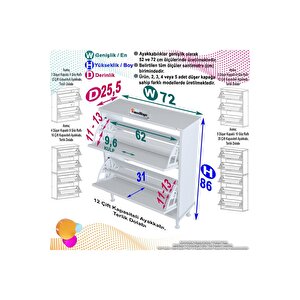 Umay Kapı Önü 72 X 86 X 25,5 Cm’lik 2 Düşer Kapak 4 Göz Bölmeli Ayakkabılık