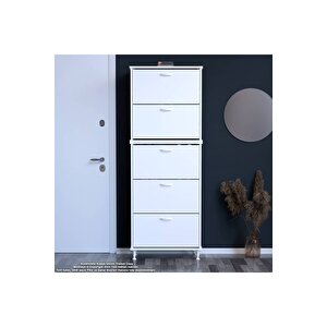 Varbi Umay' 2 Li Antre Hol 52 X193x 25, 5 Cm’ Lik 5 Düşer Kapak 10 Göz Raflı Ayakkabılık