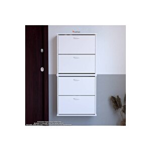 Umay Asma Kapı Önü 52 X 148 X 25,5 Cm’ Lik 4 Düşer Kapak 8 Göz Raf Bölmeli Ayakkabılık