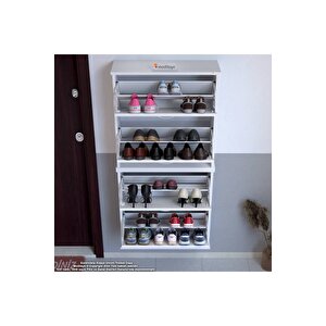 Umay Asma Kapı Önü 52 X 148 X 25,5 Cm’ Lik 4 Düşer Kapak 8 Göz Raf Bölmeli Ayakkabılık