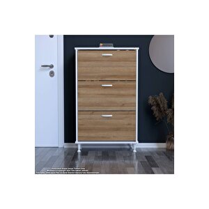 Varbi Antre Hol 72 X 119x 25, 5 Cm’ Lik 3 Düşer Kapak 6 Göz Raf Bölmeli Ayakkabılık