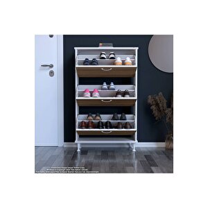 Varbi Antre Hol 72 X 119x 25, 5 Cm’ Lik 3 Düşer Kapak 6 Göz Raf Bölmeli Ayakkabılık