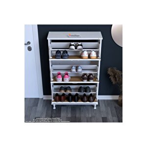Varbi Antre Hol 72 X 119x 25, 5 Cm’ Lik 3 Düşer Kapak 6 Göz Raf Bölmeli Ayakkabılık