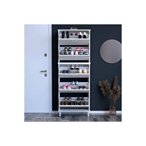 Varbi Umay' 2 Li Antre Hol 72 X193x 25, 5 Cm’ Lik 5 Düşer Kapak 10 Göz Raflı Ayakkabılık