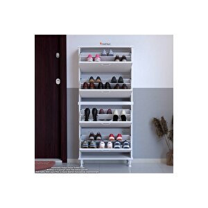 Umay' 2 Li Kapı Önü 52 X 160 X 25,5 Cm’ Lik 4 Düşer Kapak 8 Göz Bölmeli Ayakkabılık