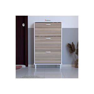 Varbi Kapı Önü 72 X 119x 25, 5 Cm’ Lik 3 Düşer Kapak 6 Göz Raf Bölmeli Ayakkabılık