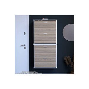 Umay' 2 Li Asma Antre Hol 72 X 148x 25, 5 Cm’ Lik 4 Düşer Kapak 8 Raf Bölmeli Ayakkabılık
