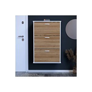 Varbi Asma Antre Hol 72 X 107 X 25, 5 Cm’ Lik 3 Düşer Kapak 6 Raf Bölmeli Ayakkabılık