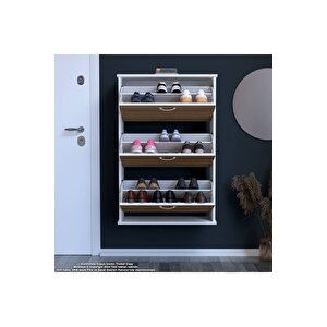 Varbi Asma Antre Hol 72 X 107 X 25, 5 Cm’ Lik 3 Düşer Kapak 6 Raf Bölmeli Ayakkabılık