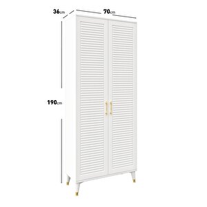 Panjurlu Metal Kulp Pnj2190 Ayakkabılık Portmanto Vestiyer Beyaz Gold