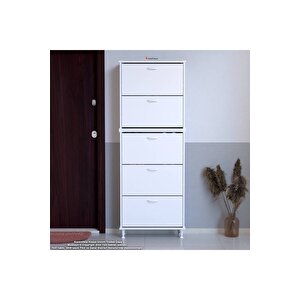 Varbi Umay' 2 Li Kapı Önü 72 X193x 25, 5 Cm’ Lik 5 Düşer Kapak 10 Göz Raflı Ayakkabılık