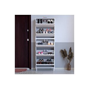 Varbi Umay' 2 Li Kapı Önü 72 X193x 25, 5 Cm’ Lik 5 Düşer Kapak 10 Göz Raflı Ayakkabılık