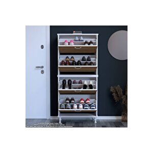 Umay' 2 Li Antre Hol 72 X 160 X 25,5 Cm’ Lik 4 Düşer Kapak 8 Göz Bölmeli Ayakkabılık