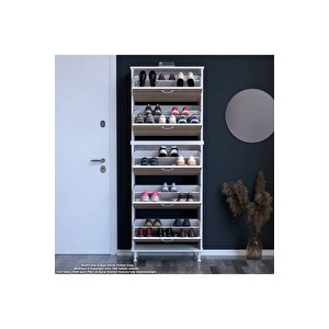 Varbi Umay' 2 Li Antre Hol 72 X193x 25, 5 Cm’ Lik 5 Düşer Kapak Göz 10 Raflı Ayakkabılık