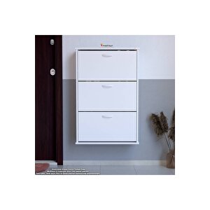 Varbi Asma Kapı Önü 72 X 107 X 25,5 Cm’ Lik 3 Düşer Kapak 6 Göz Bölmeli Ayakkabılık