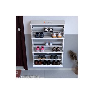 Varbi Asma Kapı Önü 72 X 107 X 25,5 Cm’ Lik 3 Düşer Kapak 6 Göz Bölmeli Ayakkabılık