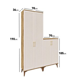 Panjurlu Metal Kulp Ask4190 Ayakkabılık Portmanto Vestiyer Aytaşı Ceviz