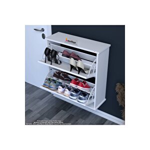 Umay Asma Antre 72 X 74 X 25,5 Cm’lik 2 Düşer Kapak 4 Göz Raf Bölmeli Ayakkabılık
