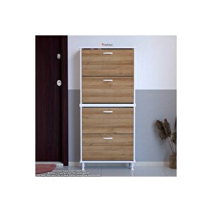 Umay' 2 Li Kapı Önü 72 X 160 X 25,5 Cm’ Lik 4 Düşer Kapak 8 Göz Bölmeli Ayakkabılık