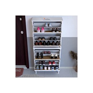 Umay' 2 Li Kapı Önü 72 X 160 X 25,5 Cm’ Lik 4 Düşer Kapak 8 Göz Bölmeli Ayakkabılık