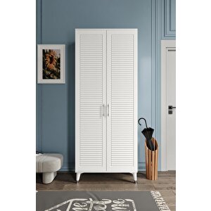 Panjurlu Metal Kulp Pnj2190 Ayakkabılık Portmanto Vestiyer Beyaz Gümüş