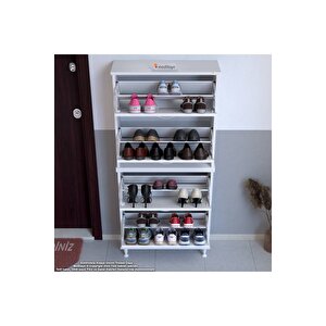 Umay' 2 Li Kapı Önü 72 X 160 X 25,5 Cm’ Lik 4 Düşer Kapak 8 Göz Bölmeli Ayakkabılık