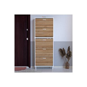 Varbi Umay' 2 Li Kapı Önü 72 X193x 25, 5 Cm’ Lik 5 Düşer Kapak 10 Göz Bölme Raf Ayakkabılık