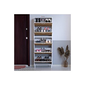 Varbi Umay' 2 Li Kapı Önü 72 X193x 25, 5 Cm’ Lik 5 Düşer Kapak 10 Göz Bölme Raf Ayakkabılık