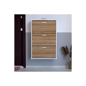 Varbi Asma Kapı Önü 72 X 107 X 25, 5 Cm’ Lik 3 Düşer Kapak 6 Göz Bölmeli Ayakkabılık