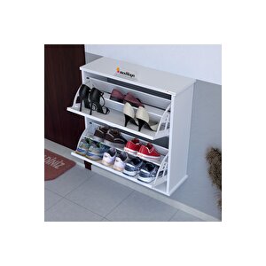 Umay Asma Kapı Önü 72 X 74 X 25,5 Cm’lik 2 Düşer Kapak 4 Göz Bölmeli Ayakkabılık
