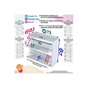 Umay Asma Kapı Önü 72 X 74 X 25,5 Cm’lik 2 Düşer Kapak 4 Göz Bölmeli Ayakkabılık