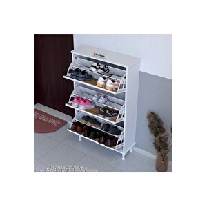 Varbi Kapı Önü 72 X 119 X 25, 5 Cm Lik 3 Düşer Kapak 6 Göz Raf Bölmeli Ayakkabılık