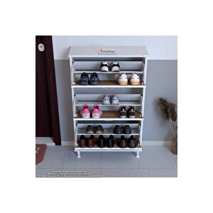 Varbi Kapı Önü 72 X 119 X 25, 5 Cm Lik 3 Düşer Kapak 6 Göz Raf Bölmeli Ayakkabılık