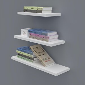 Kitaplık Hubbu Byz 20*30*40*15 3 Lü Set Duvara Monte Aparatlı Duvar Rafı Beyaz