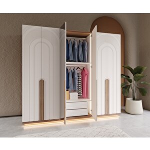 Bruno %100 Mdf 6kapaklı 2çekmeceli Aytaşı Ceviz Led'li Yatak Odası Takımı