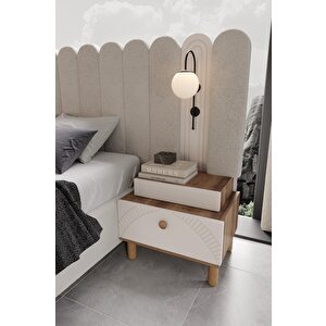 Bruno %100 Mdf 6kapaklı 2çekmeceli Aytaşı Ceviz Led'li Yatak Odası Takımı