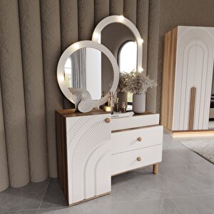 Bruno %100 Mdf 6kapaklı 2çekmeceli Aytaşı Ceviz Led'li Yatak Odası Takımı