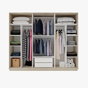 Bruno %100 Mdf 6kapaklı 2çekmeceli Aytaşı Ceviz Led'li Yatak Odası Takımı