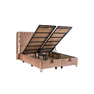 Elegance Lüks Yatak Baza Ve Başlık Seti 140x190 Cm Çift Kişilik Paket Yaylı Yumuşak Yatak Baza Başlık Takımı