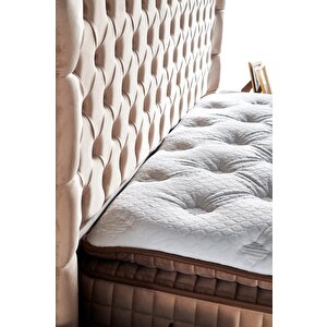 Elegance Lüks Yatak Baza Ve Başlık Seti 140x190 Cm Çift Kişilik Paket Yaylı Yumuşak Yatak Baza Başlık Takımı