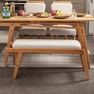 Palace İskandi̇nav Bench, Meşe İskelet, Krem Kumaş