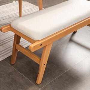 Palace İskandi̇nav Bench, Meşe İskelet, Krem Kumaş