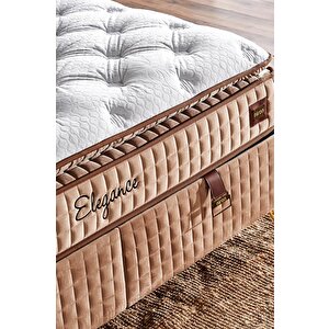 Elegance Lüks Yatak Baza Ve Başlık Seti 120x200 Cm Tek Kişilik Paket Yaylı Yumuşak Yatak Baza Başlık Takımı Krem